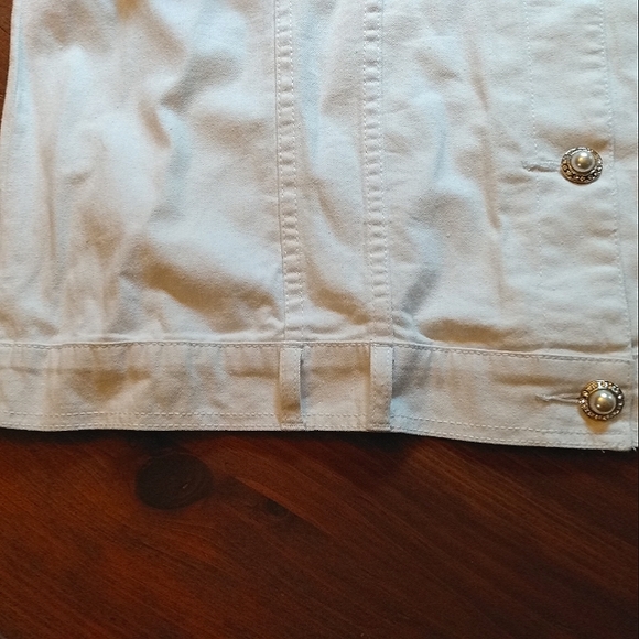 Quacker Factory Perl Rhinestone Buttoned Denim Jacket - Picture 11 of 11